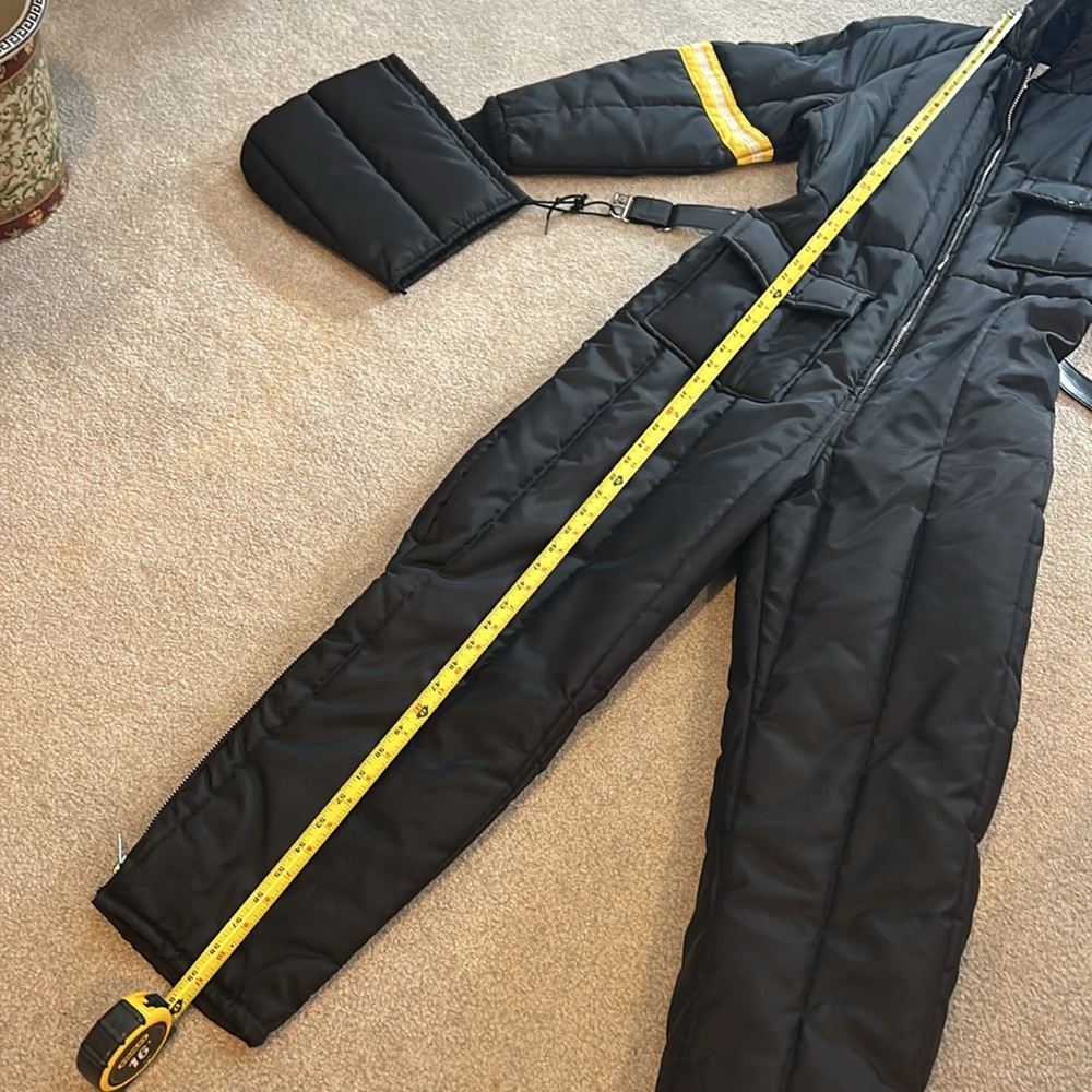 VTG 70s Insulated Snowmobile Suit Ski Full‎ Zip Ladies M JCP Black & Yellow - Picture 5 of 12